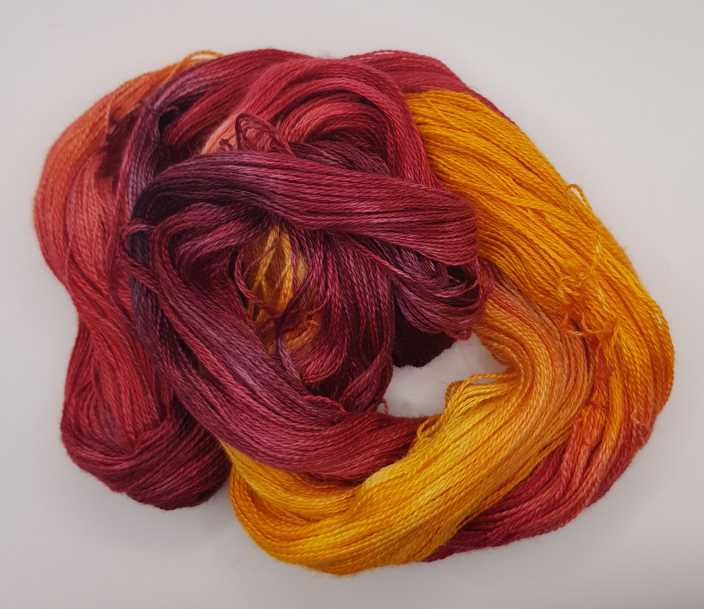 "Pheonix" 100G Alpaca/Silk hand dyed Lace Weight Yarn