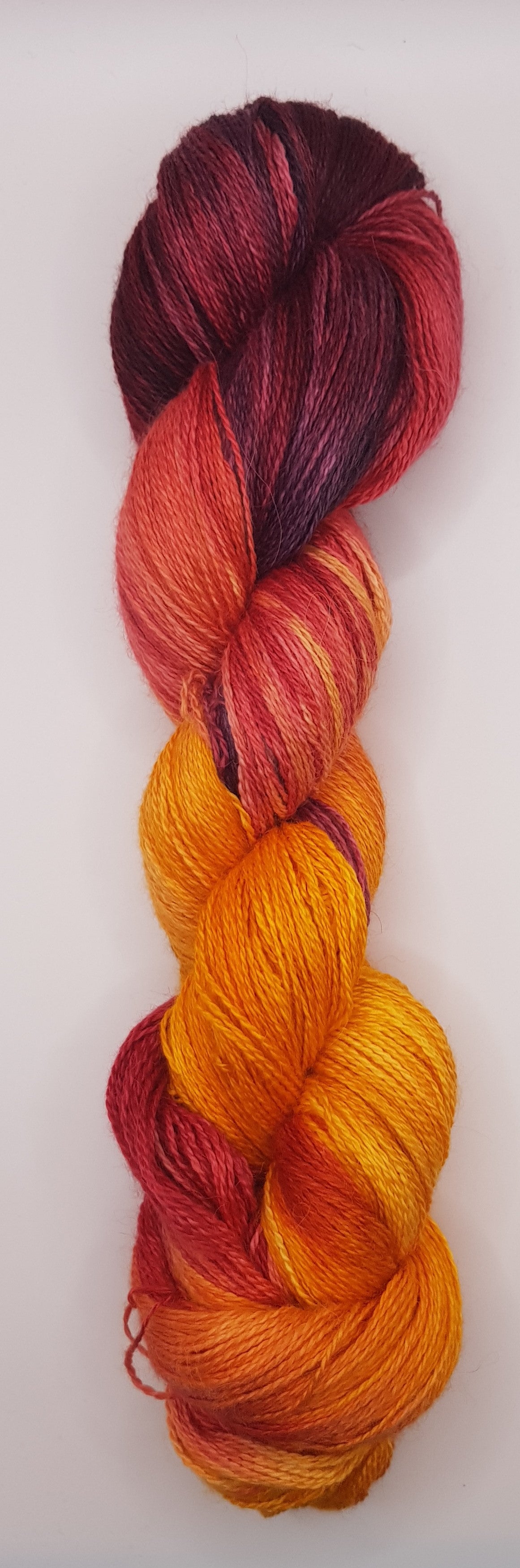 "Pheonix" 100G Alpaca/Silk hand dyed Lace Weight Yarn