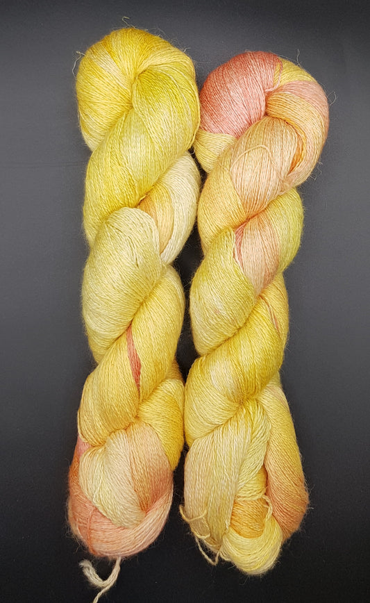 "Golden Slumber" 100G Alpaca/SIlk/Linen hand dyed Lace Weight Yarn