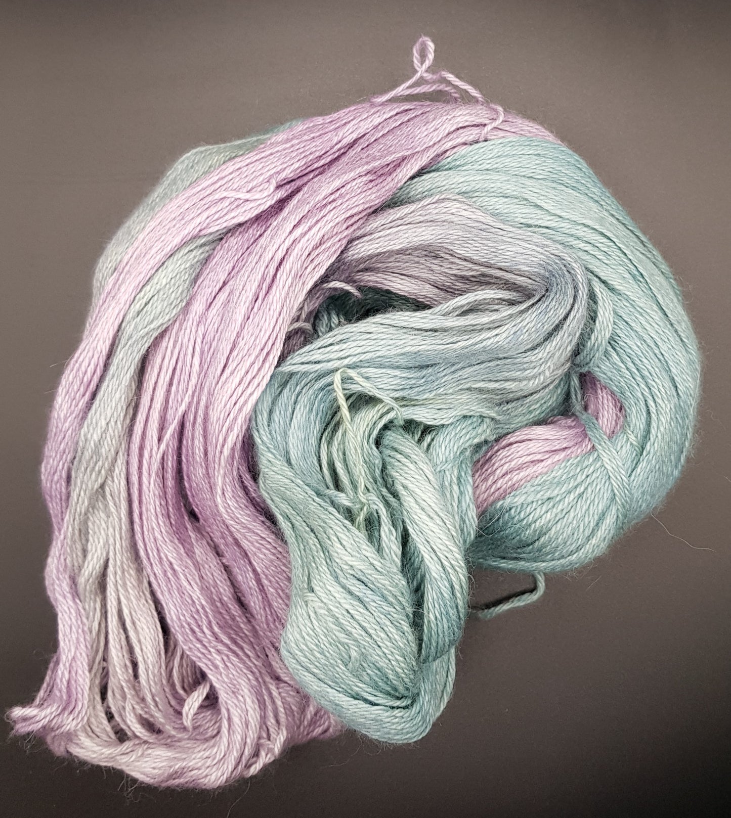 100G Alpaca/Silk/ Cashmere hand dyed 4 ply Yarn- "Moss n' Mauve"