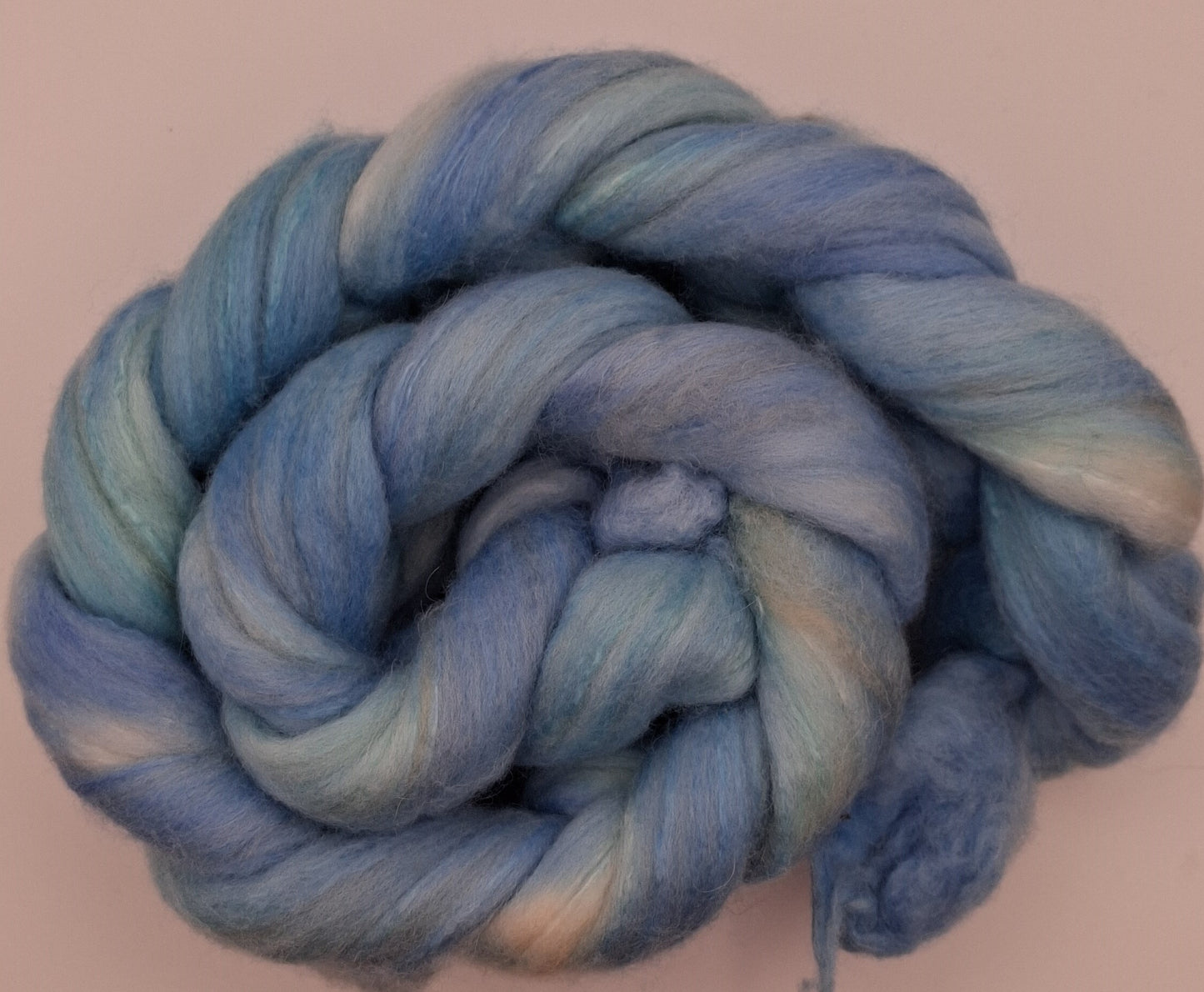 "glacial" 100G Polwarth/Camel/Silk luxury hand dyed fibre combed top