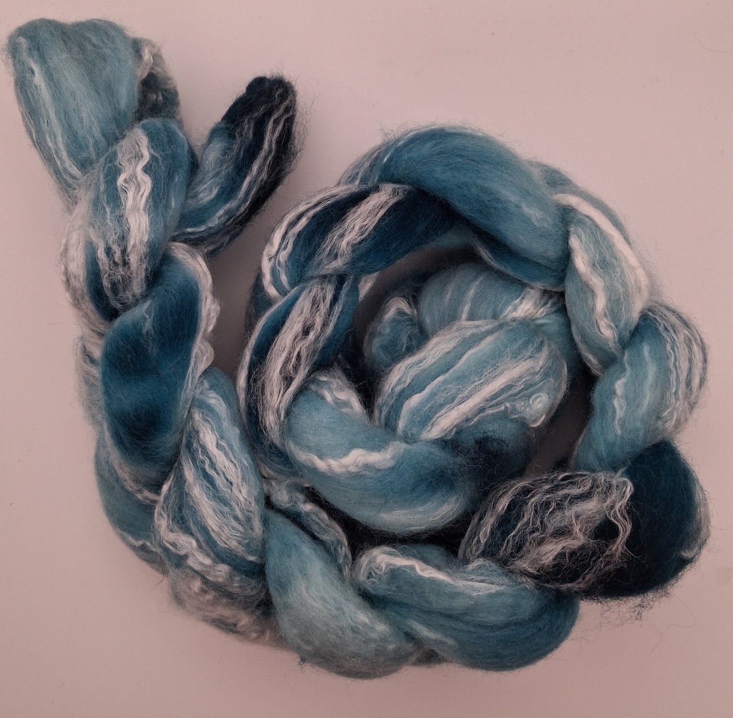 "Teal" 100G merino/bamboo hand dyed fibre combed top