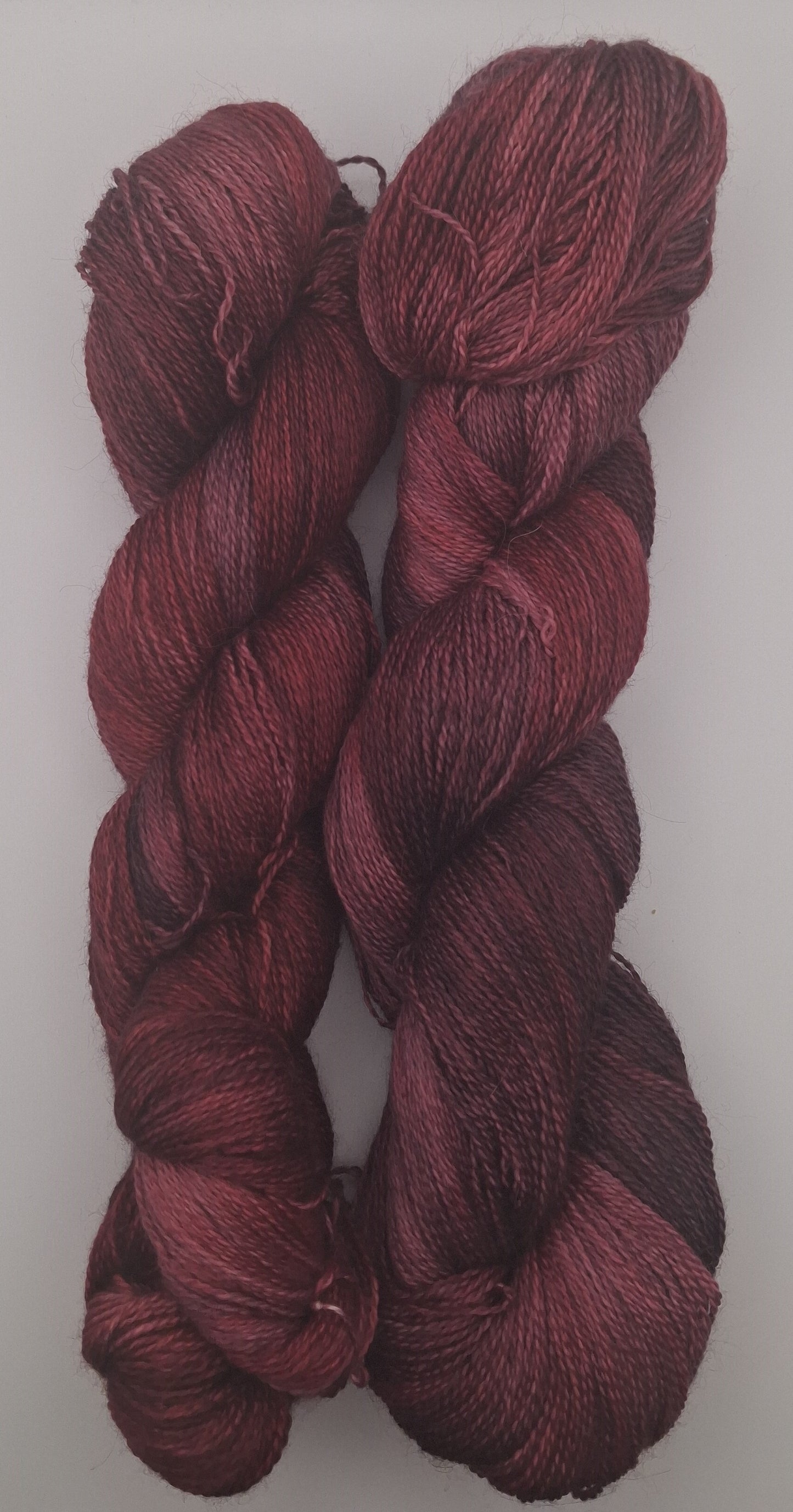 "Claret" lace 100G Alpaca/Silk hand dyed Yarn