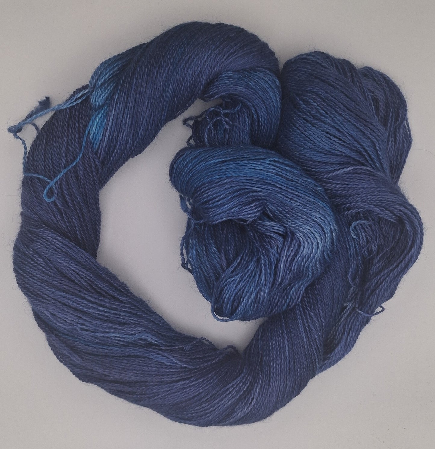 "Prussian Blue" lace 100G Alpaca/Silk hand dyed Yarn