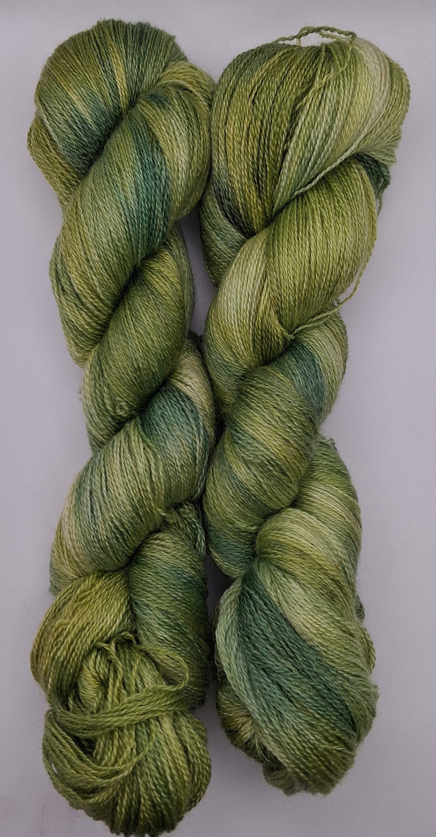 "Spring Greens" 100G Merino/Tencel hand dyed luxury Lace Weight Yarn
