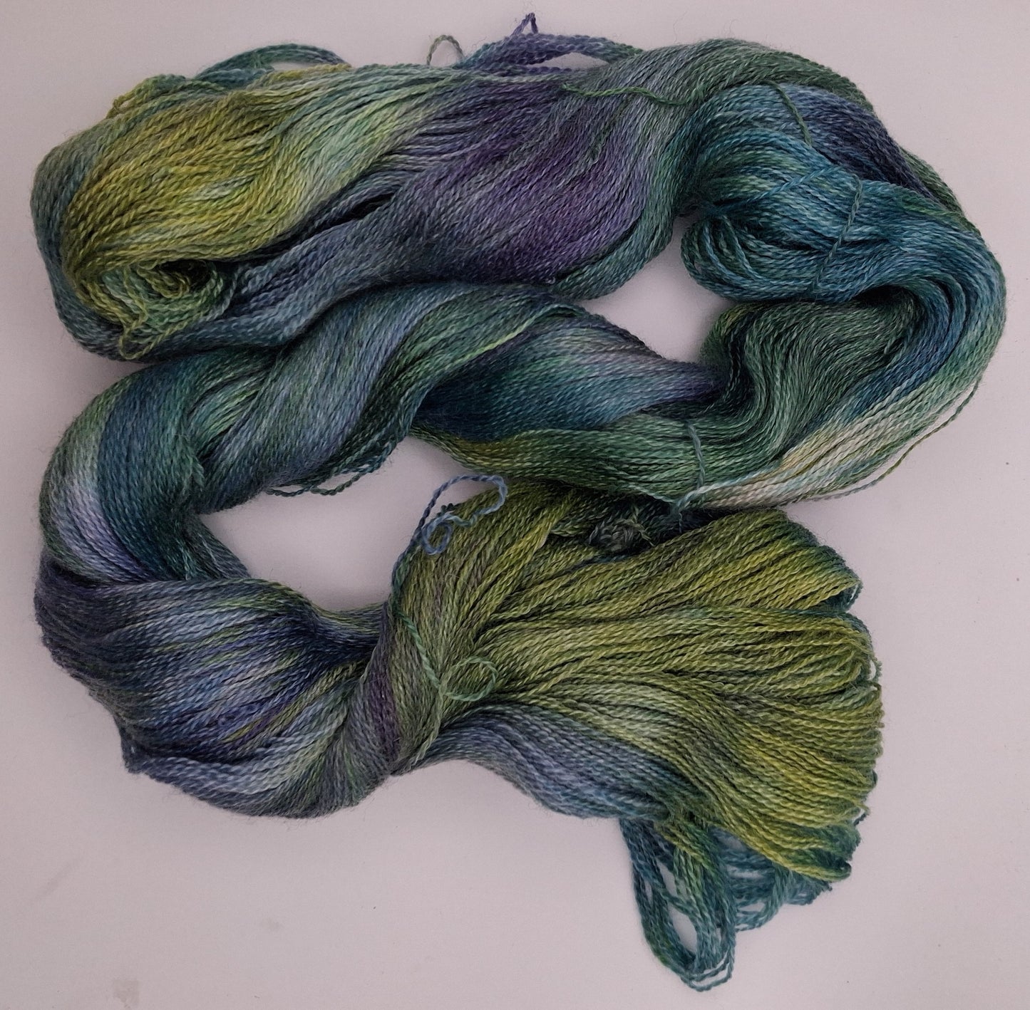 "Peacock" 100G Merino/Tencel hand dyed luxury Lace Weight Yarn