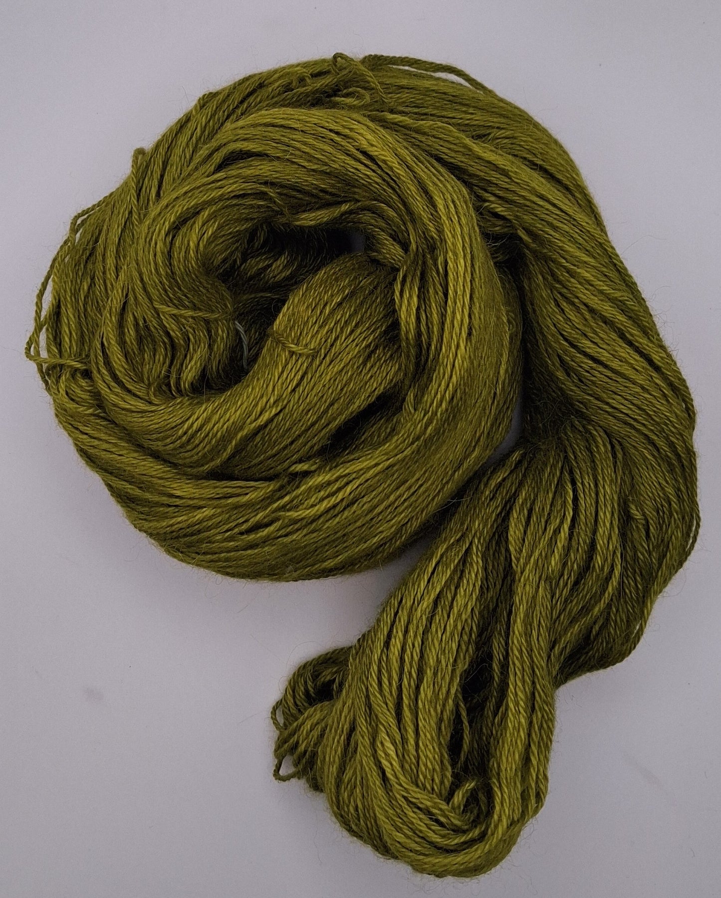 "Olive" 4 ply hand dyed yarn 100G Alpaca/Silk/ Cashmere