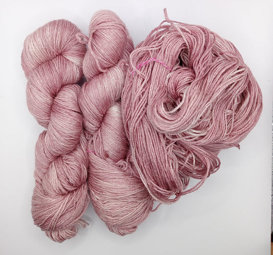 100G Bluefaced Leicester/Silk hand dyed 4 ply Yarn- "Camellia"