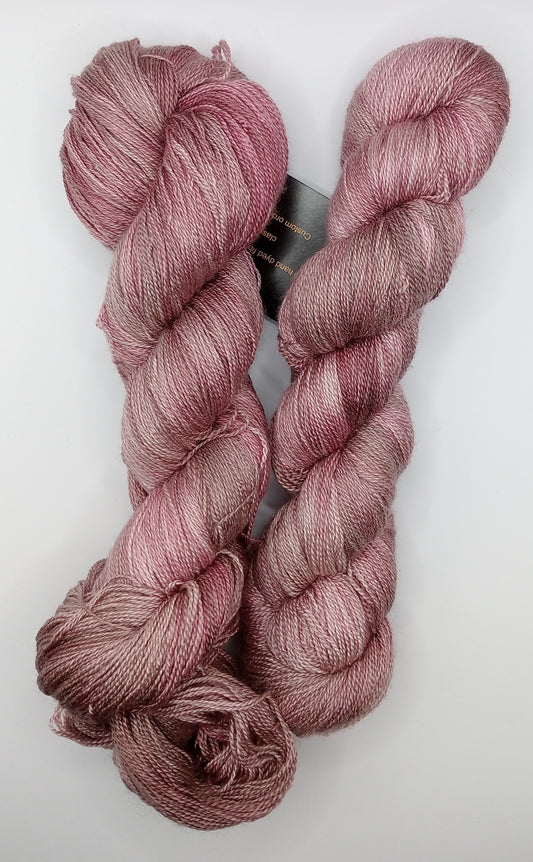 100G Merino/Silk hand dyed Lace weight Yarn- "Camellia"