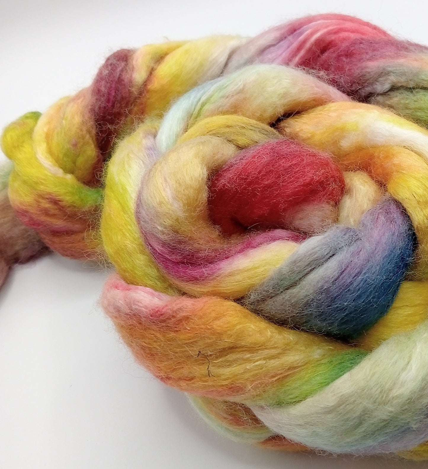 100G Merino/Silk hand dyed fibre combed top - "Tuitti Fruiti"