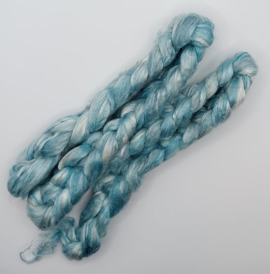 50G 'A' Grade Pure Mulberry Silk- "Pale blues" Hand Dyed Luxury