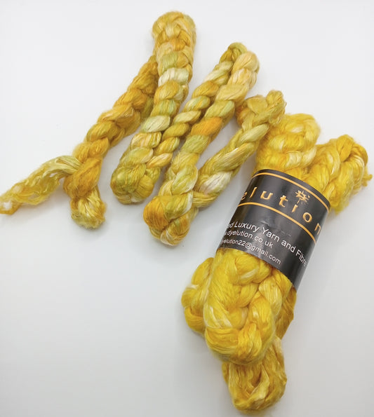 50G 'A' Grade Pure Mulberry Silk- "Sunflower Yellows" Hand Dyed Luxury