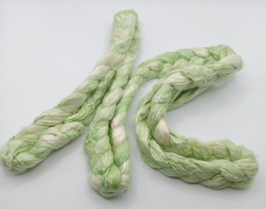50G 'A' Grade Pure Mulberry Silk- "Pale Greens" Hand Dyed Luxury