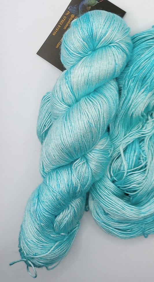 100G 'A' Grade Pure Mulberry Silk 4 Ply- "Turquoise"  Hand Dyed