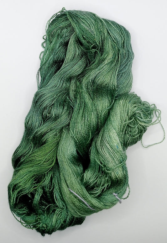 100G 'A' Grade Pure Mulberry Silk- "Green" Hand Dyed Luxury Lace weight