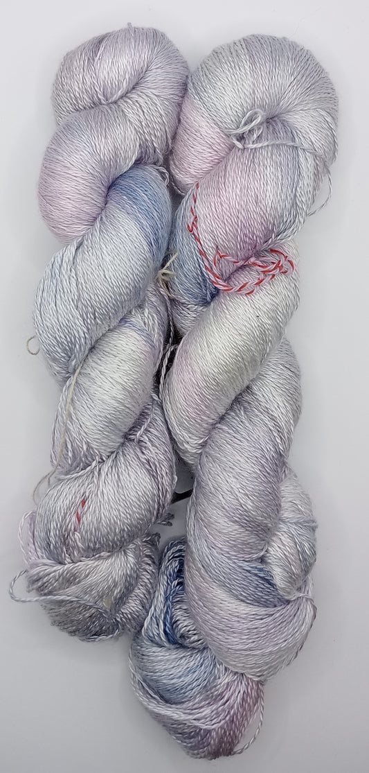 100G 'A' Grade Pure Mulberry Silk- "SIlver" Hand Dyed Luxury Lace weight