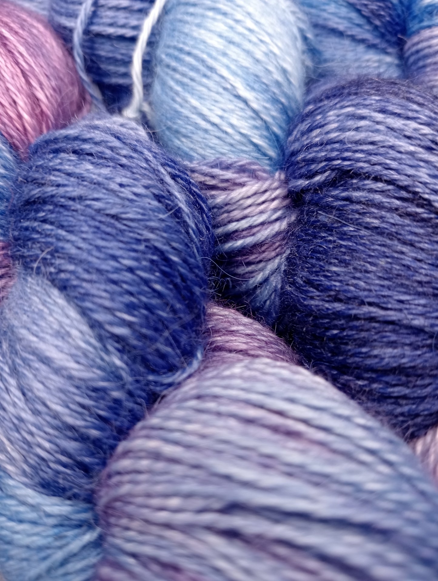 100G Alpaca/Silk/ Cashmere hand dyed 4 ply Yarn- "Twilight Tide"