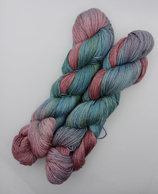 100G Alpaca/Silk/   Cashmere hand dyed 4 ply Yarn- "Pink Lady's Slipper"