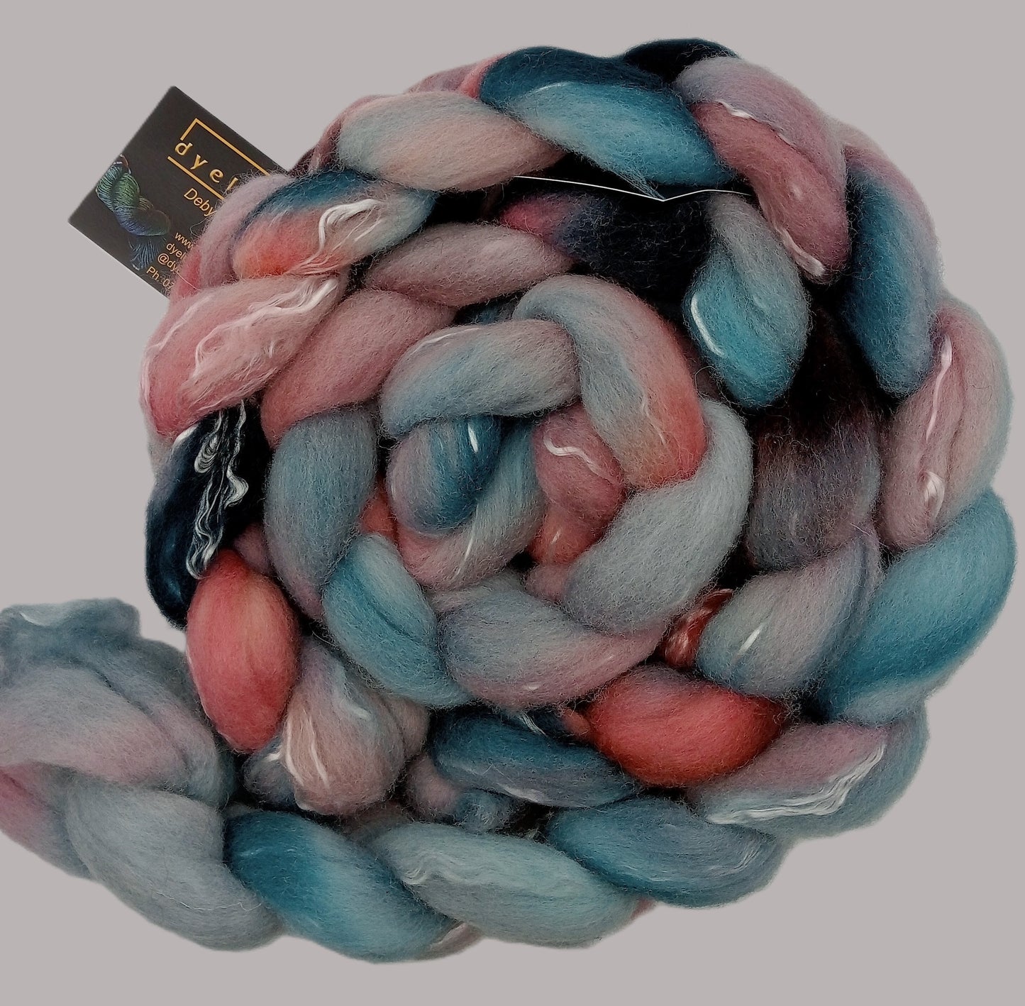 100G Merino/Tencel luxury fibre blend of hand dyed fibre combed top - "Cascade"