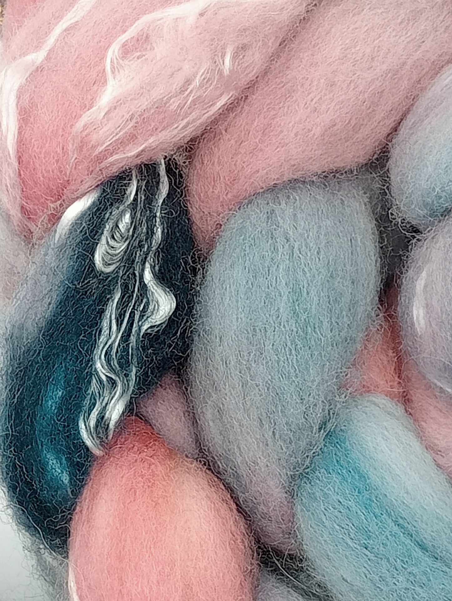 100G Merino/Tencel luxury fibre blend of hand dyed fibre combed top - "Cascade"