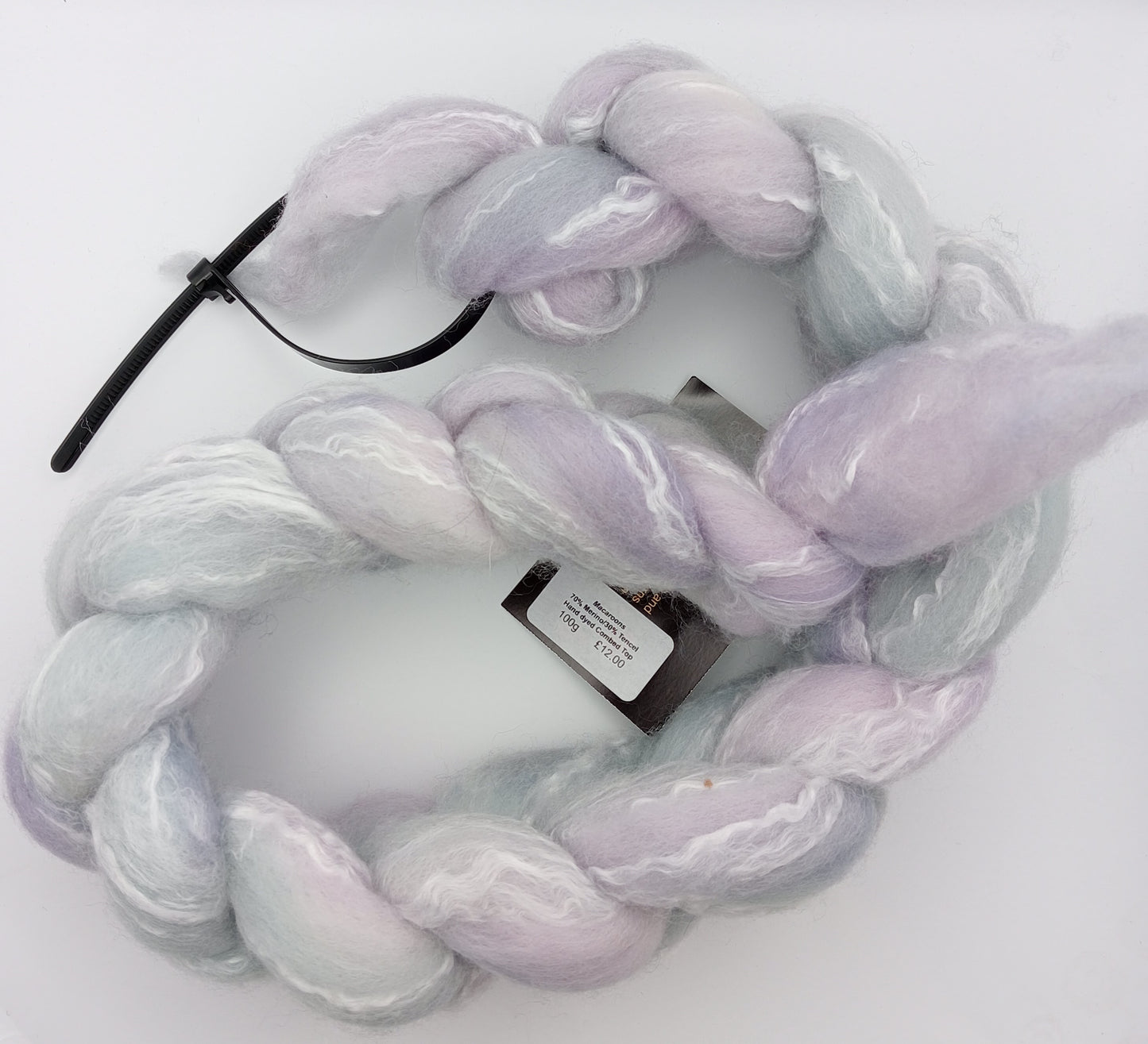 100G Merino/Tencel luxury fibre blend of hand dyed fibre combed top - "Macaroons"