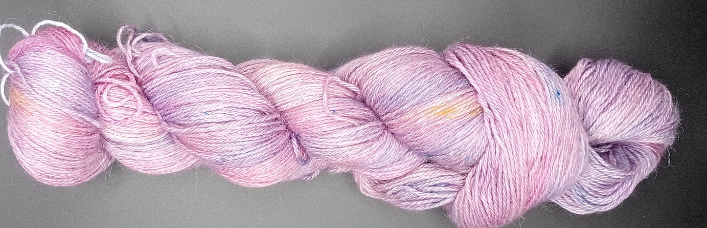 100G Alpaca/Silk/ Cashmere hand dyed 4 ply Yarn- "China Rose"