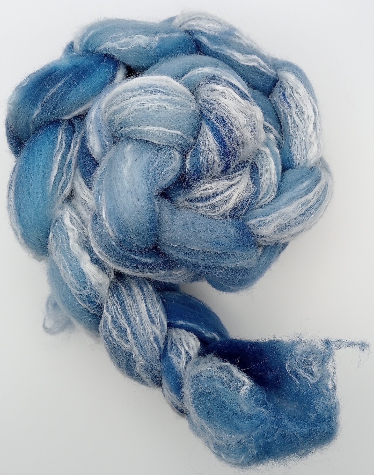 "Cerulean Blue" 100G merino/bamboo hand dyed fibre combed top