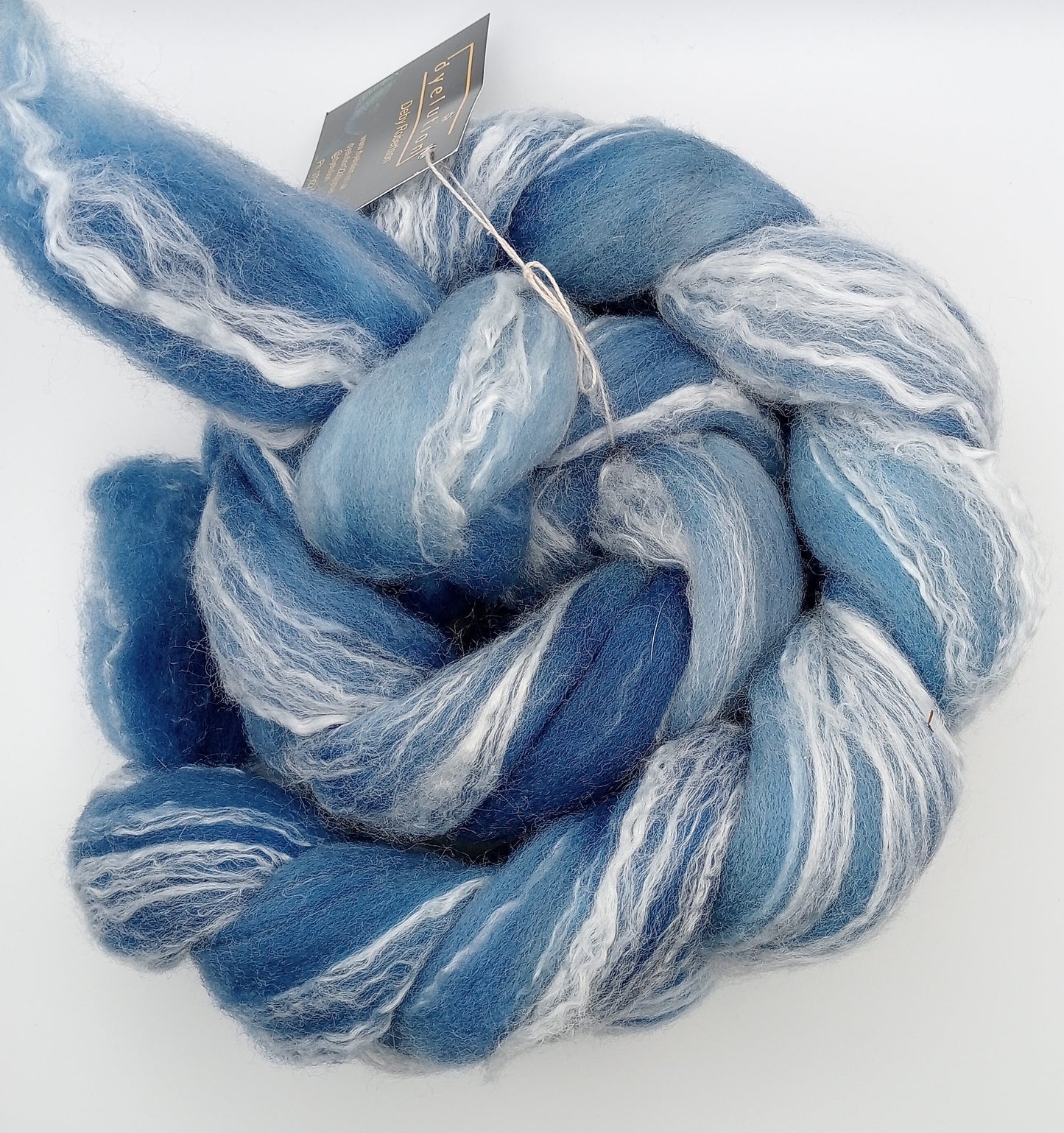 "Cerulean Blue" 100G merino/bamboo hand dyed fibre combed top