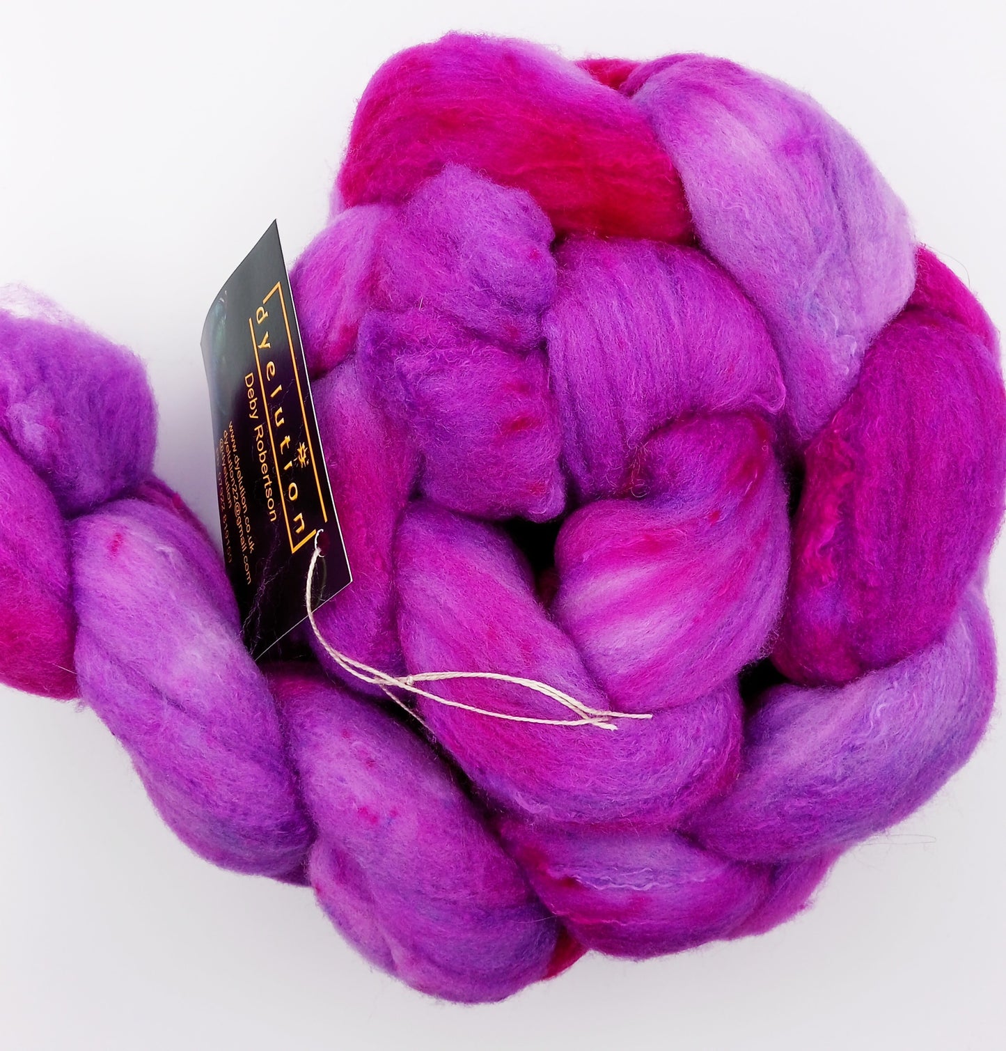 100G Rambouillet/Silk luxury hand dyed fibre combed top - "Purple Shield"