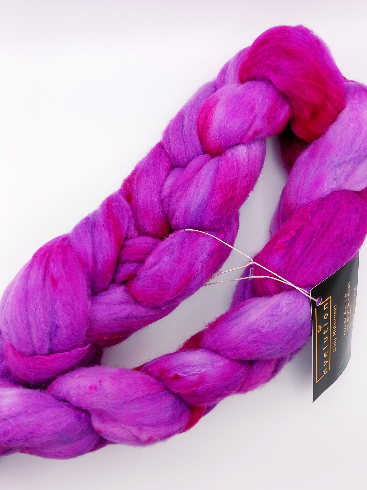 100G Rambouillet/Silk luxury hand dyed fibre combed top - "Purple Shield"
