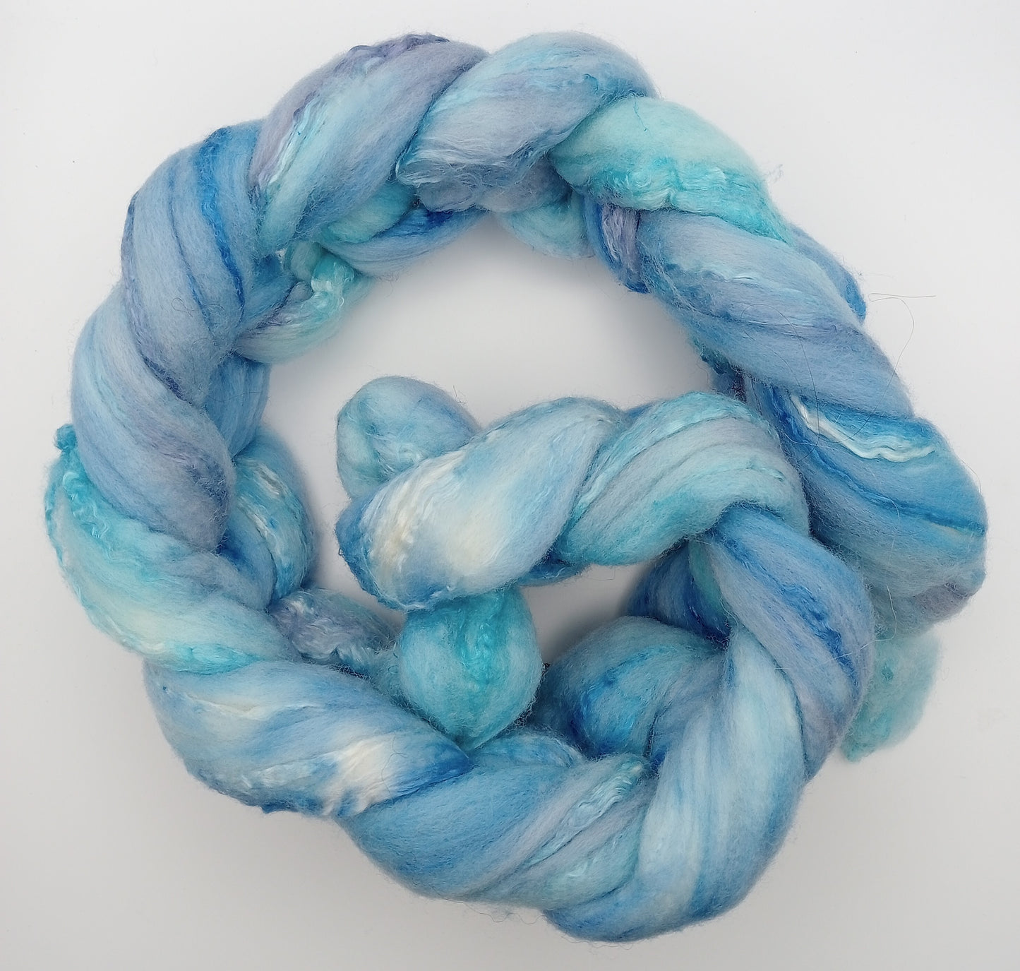 100G Merino/Silk hand dyed fibre combed top - "Frozen"