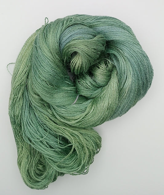 "Emerald Greens"  Hand Dyed Lace weight 100G 'A' Grade Pure Mulberry Silk