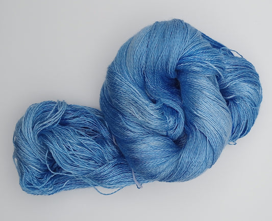 "Sky Blues"  Hand Dyed Lace weight 100G 'A' Grade Pure Mulberry Silk