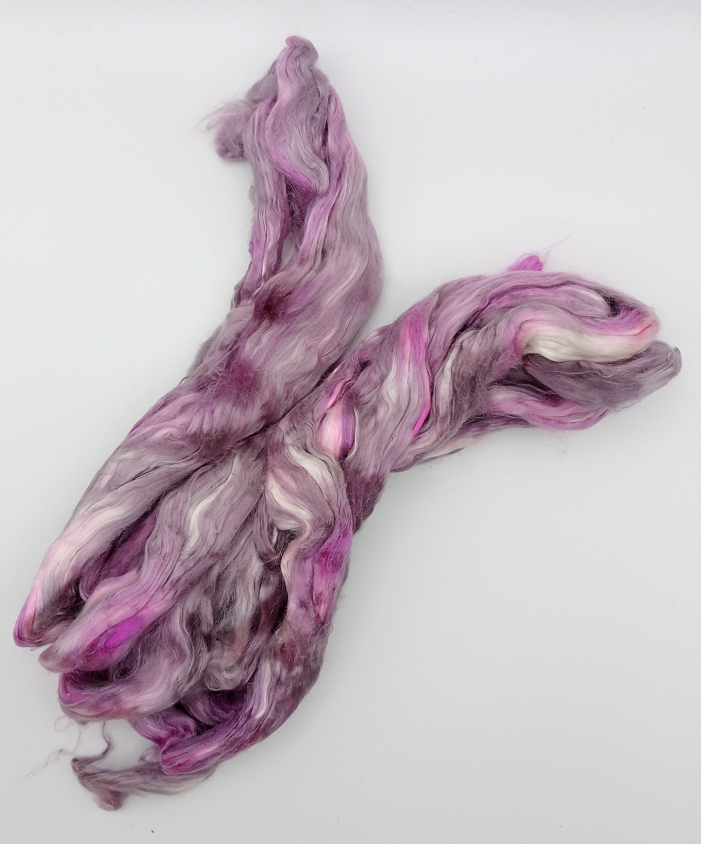 "Purple and Mauve" Hand Dyed Luxury 50G 'A' Grade Pure Mulberry Silk combed top
