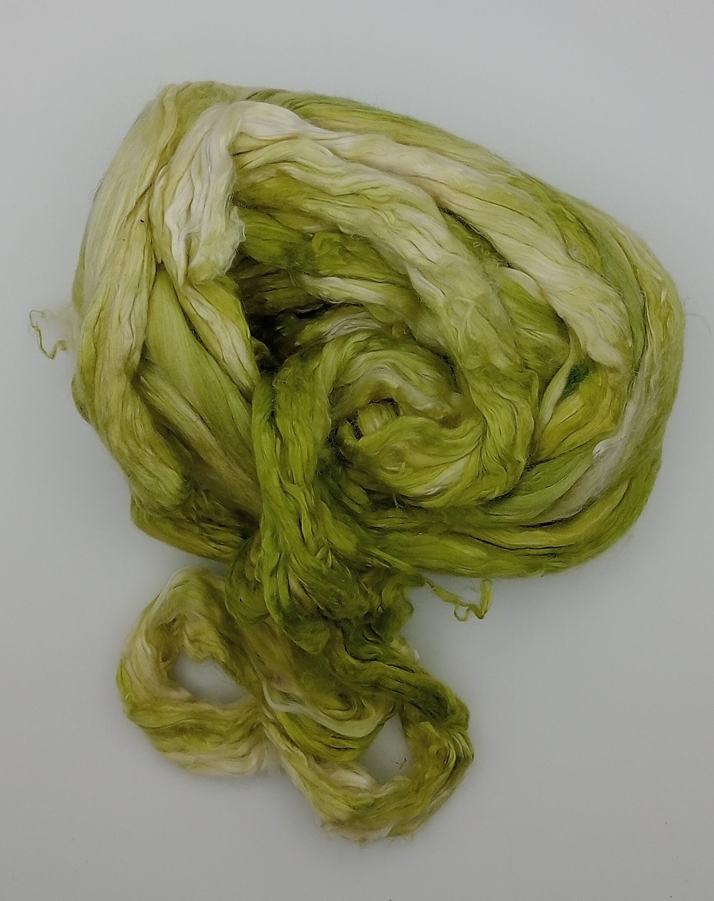 "Light Greens" Hand Dyed Luxury 50G 'A' Grade Pure Mulberry Silk combed top