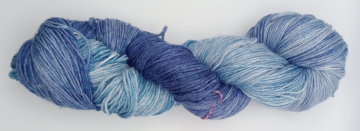 "Surfs Up" 4 ply hand dyed yarn 100G Bluefaced Leicester/Silk