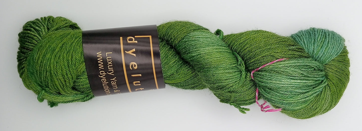 "Grinch" 4 ply hand dyed yarn - 100G Bluefaced Leicester/Silk