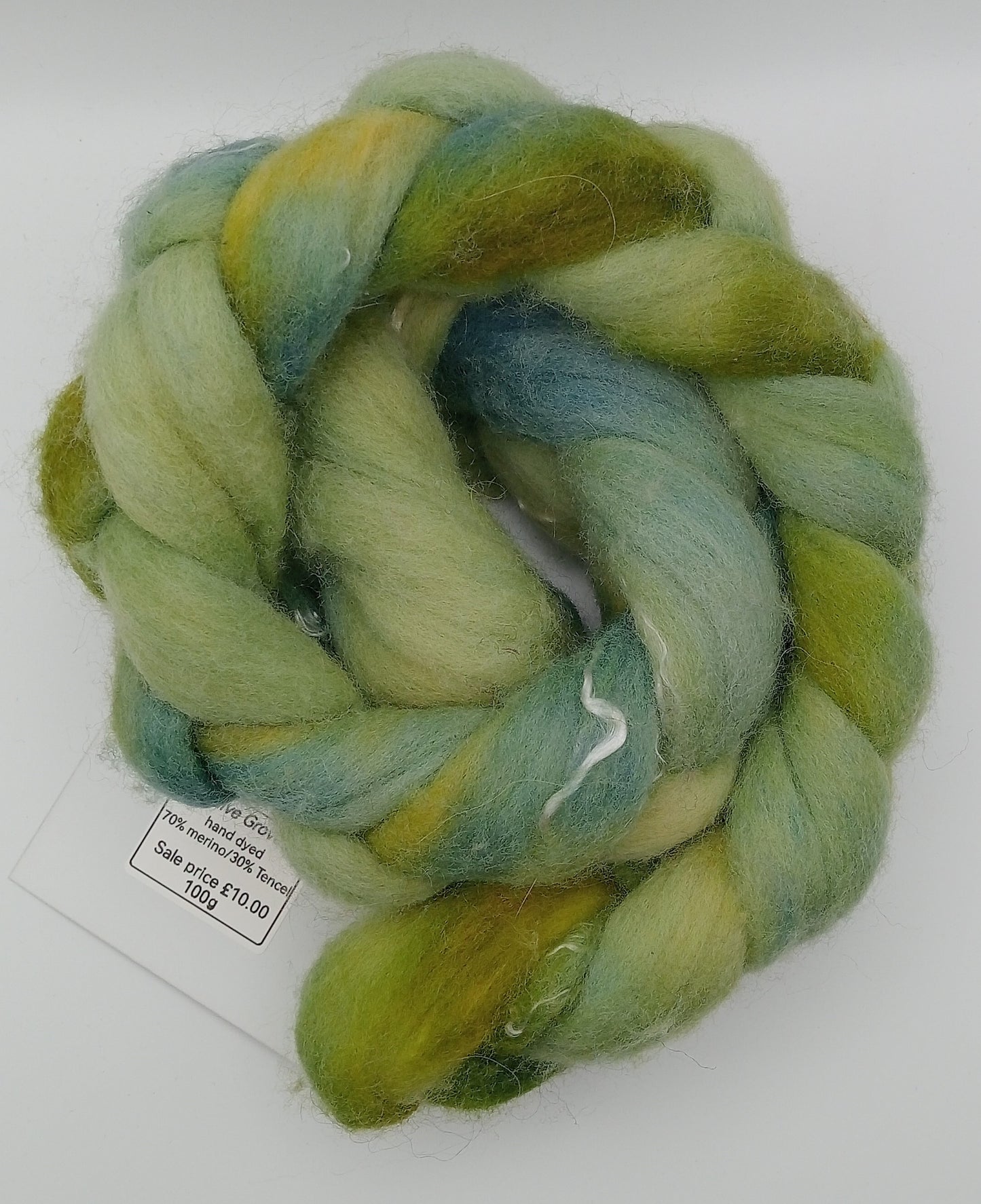 "Olive Grove" 100G Merino/Tencel luxury fibre blend of hand dyed fibre combed top