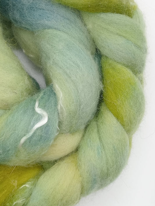 "Olive Grove" 100G Merino/Tencel luxury fibre blend of hand dyed fibre combed top