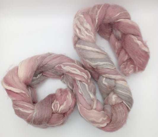 "Pink and Silver" 100G BFL Seacell Blend - hand dyed