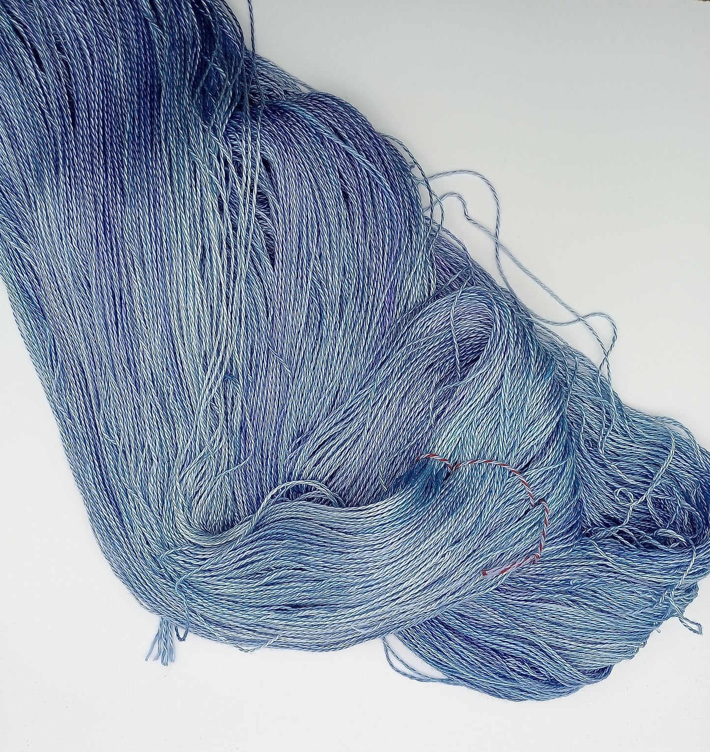 "light blue"  Hand Dyed Lace weight 100G 'A' Grade Pure Mulberry Silk