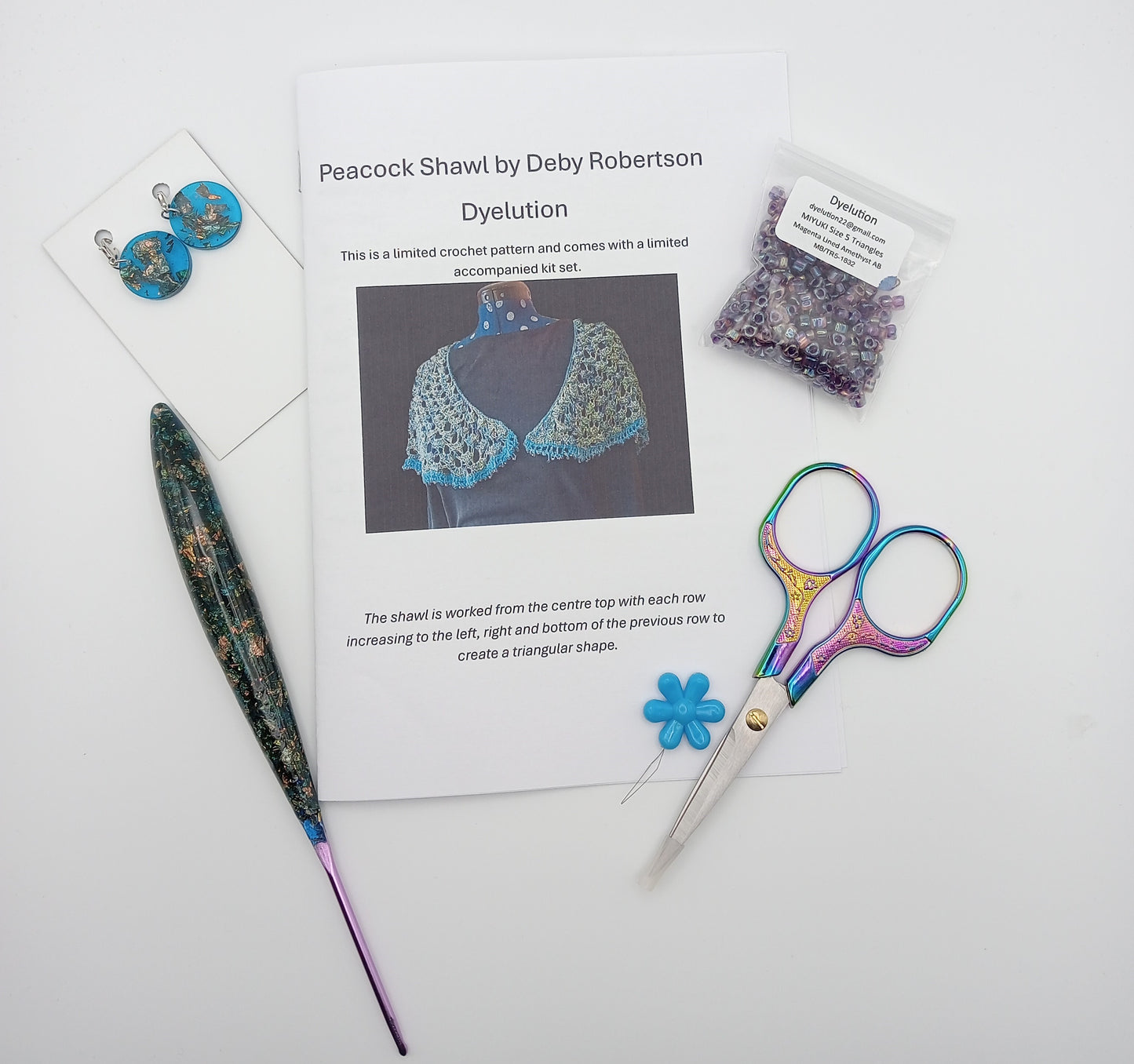 Peacock Crochet Silk Shawl - Limited Edition