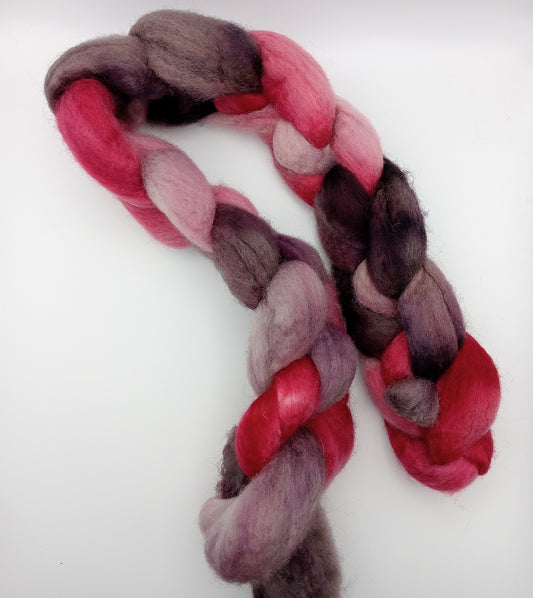 "Petal and Plum" Bluefaced Leicester hand dyed luxury blend 100g