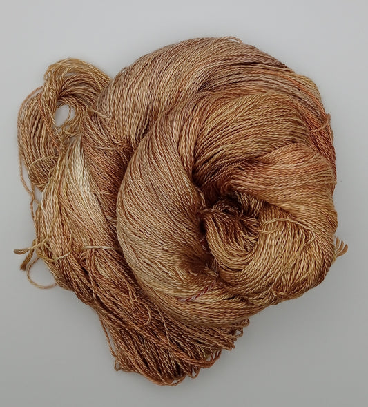 "Gold Tones"  -Hand Dyed Lace weight 100G 'A' Grade Pure Mulberry Silk