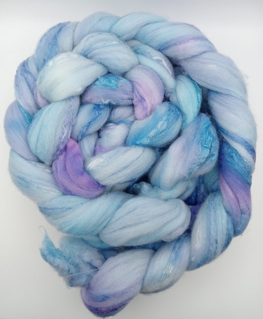 "blues multi " 100G Merino/Silk hand dyed fibre combed top