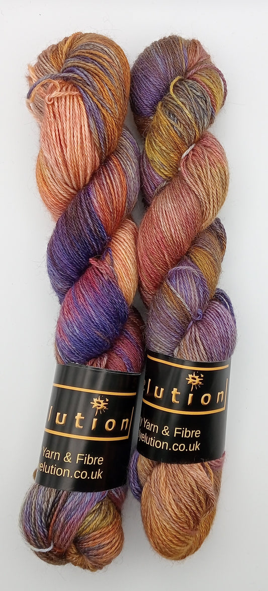 "Firecracker" 4 ply hand dyed yarn 100G Alpaca/Silk/   Cashmere
