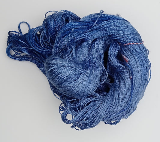 "Mid Blues"  Hand Dyed Lace weight 100G 'A' Grade Pure Mulberry Silk