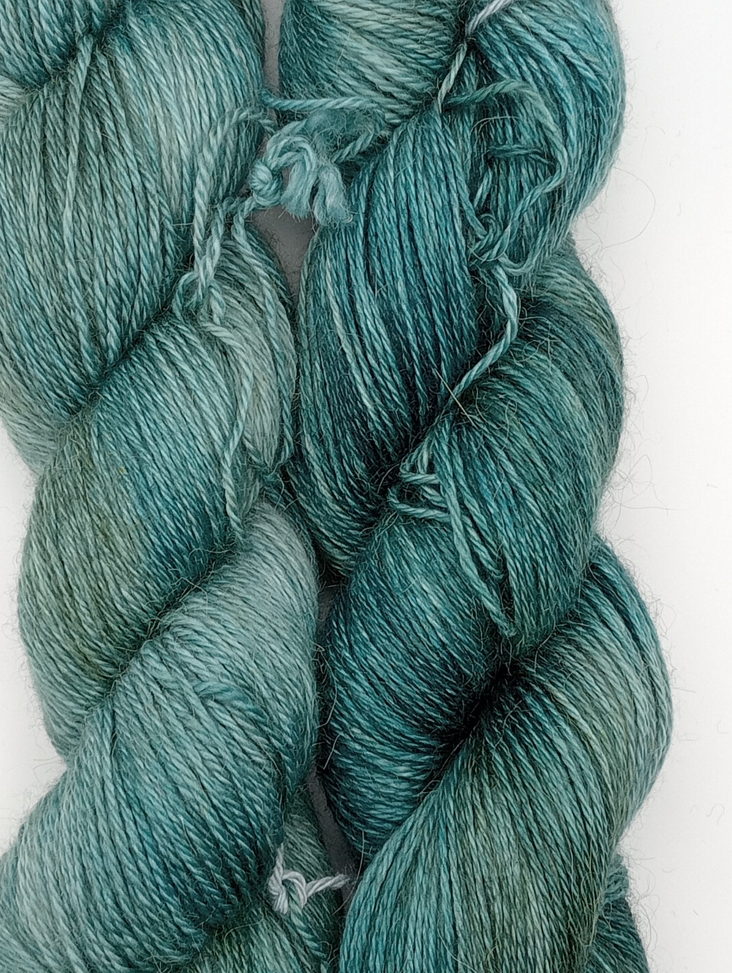 "Emerald Forest" - 4 ply hand dyed yarn 100G Alpaca/Silk/ Cashmere