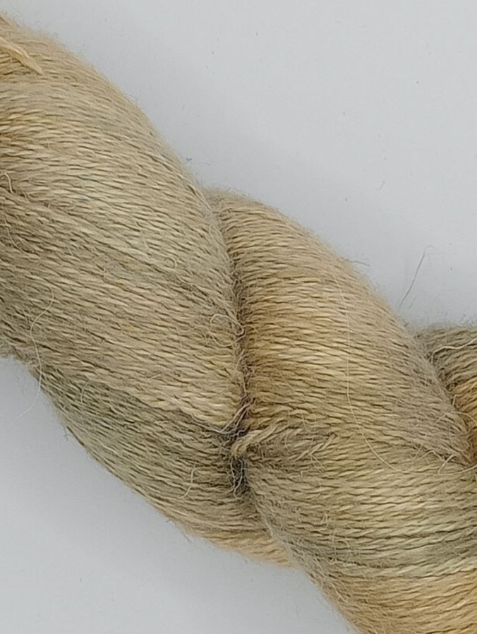 100G Alpaca/SIlk/Linen hand dyed Lace Weight Yarn- "Pheasants Tail Grass"