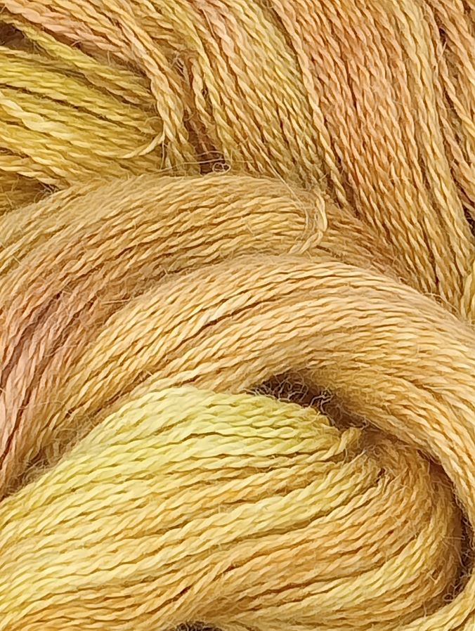 100G Alpaca/Silk hand dyed Lace Weight Yarn- "Pistachio"